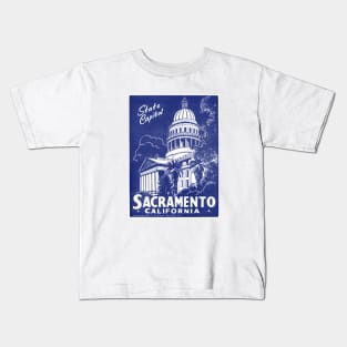 1940 Sacramento California, Blue Kids T-Shirt